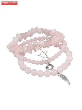 3-Piece Stacking Bracelet Set for Women, Handcrafted Crystal Chip Stone